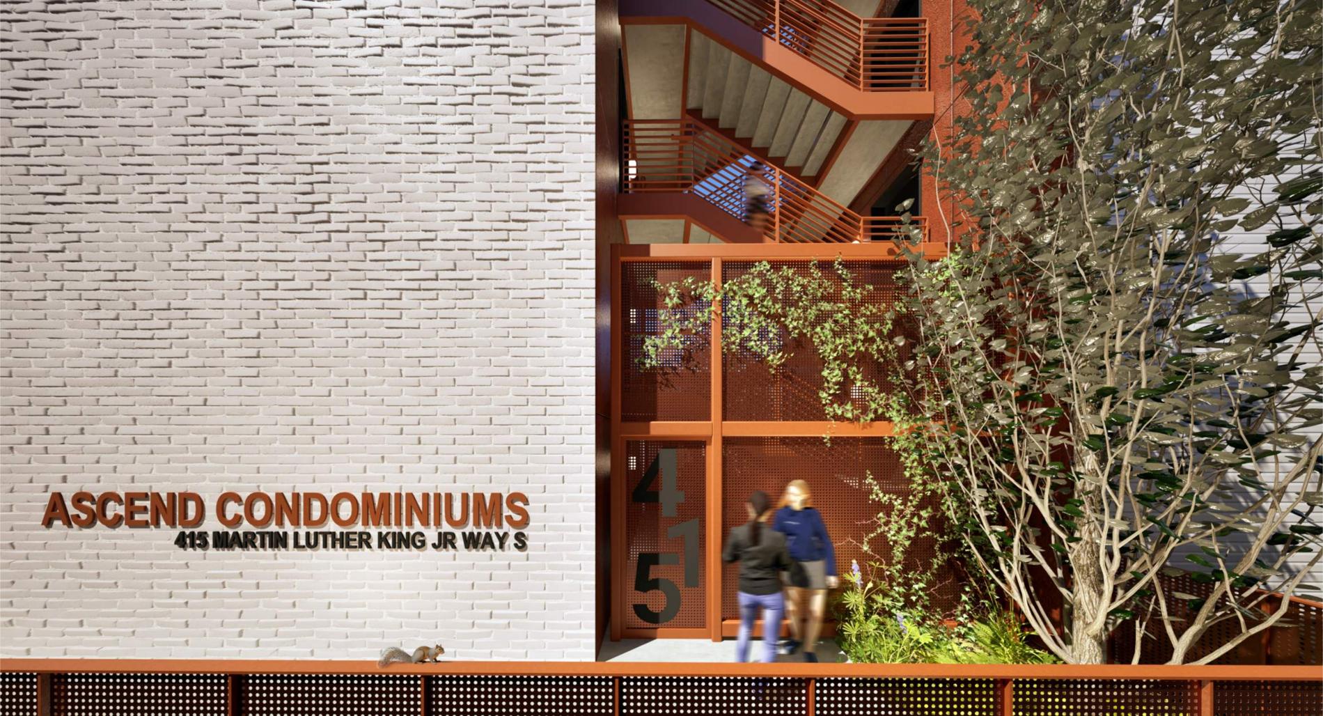 Ascend Condominiums entrance rendering, 415 MLK Jr Way S